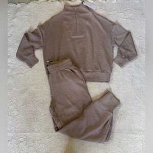 NEW with Tags Varley Half-Zip Pullover & Matching Jogger pants in Taupe -size XS